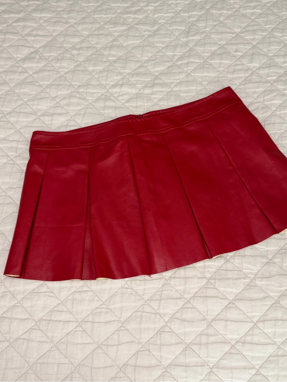 Women’s Red Pleated Mini Skirt